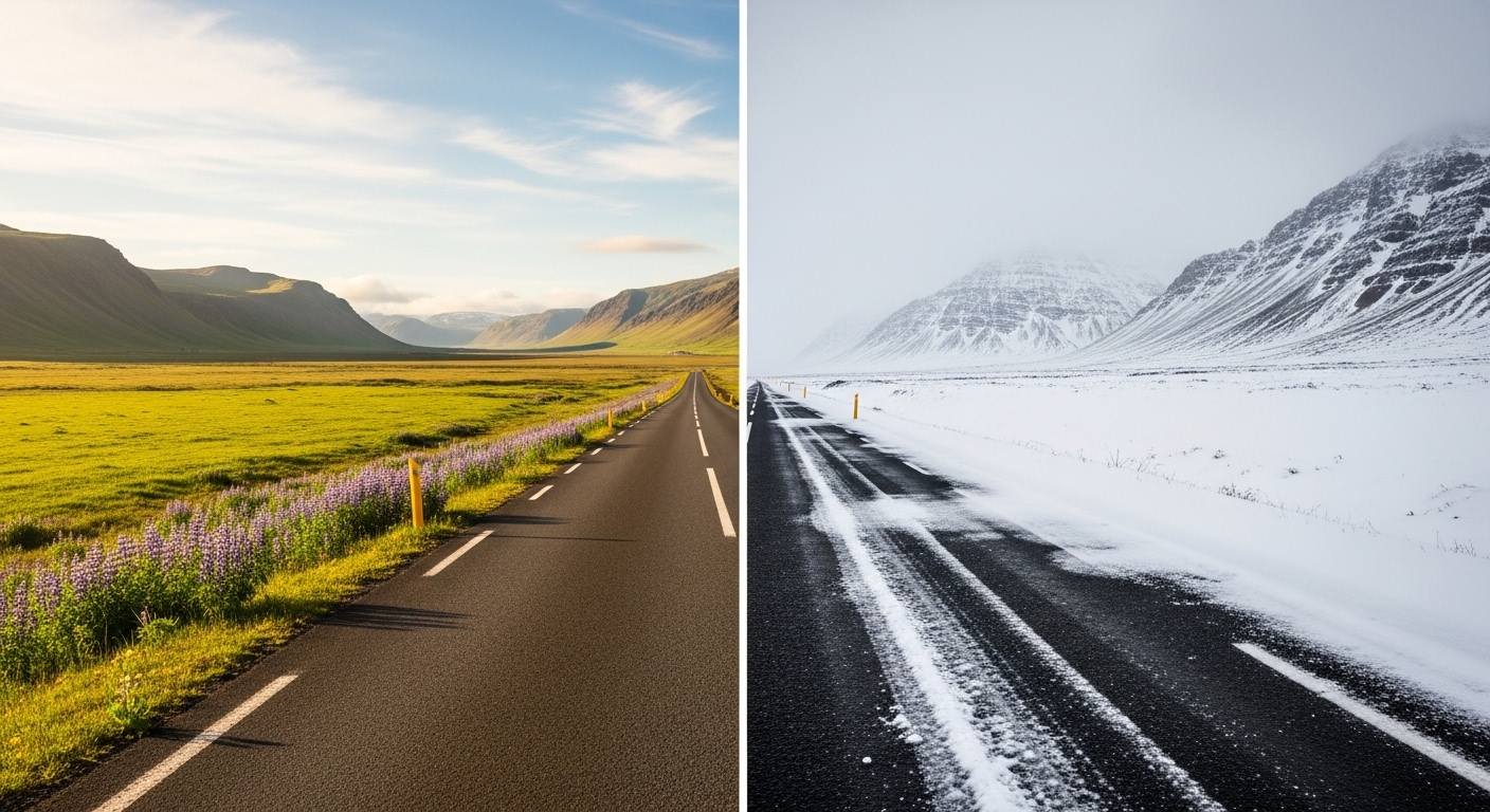 Seasonal Driving Conditions in North Iceland 