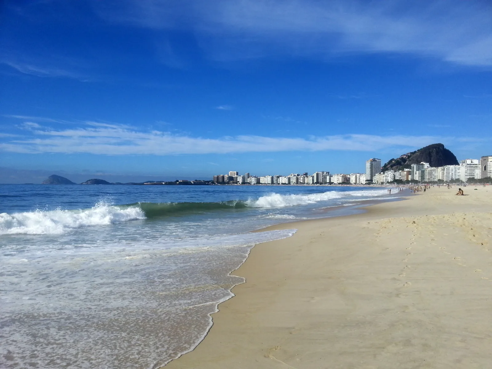 Copacabana Beach in Rio de Janeiro on a sunny day