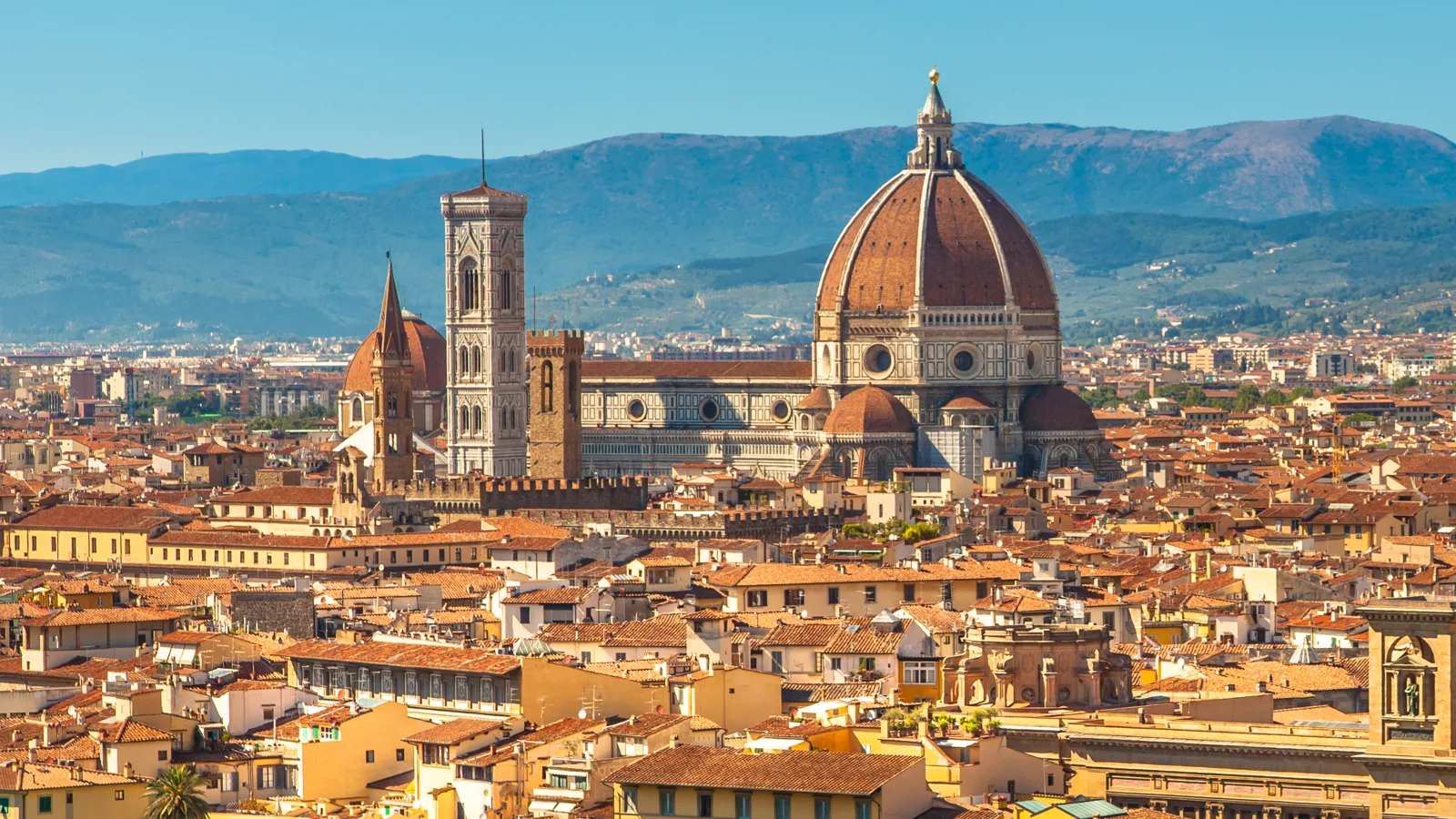 Florence city view with the Duomo View over Florence rooftops with the Duomo cathedral