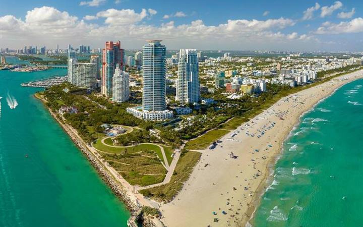 Miami Beach shoreline from above