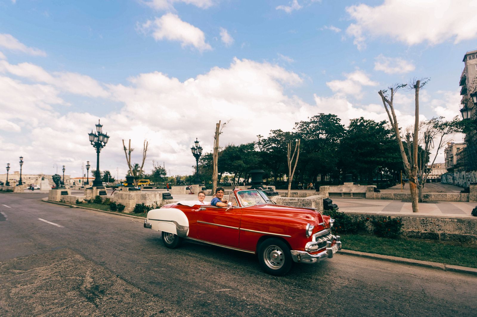 Convertible car on the open road