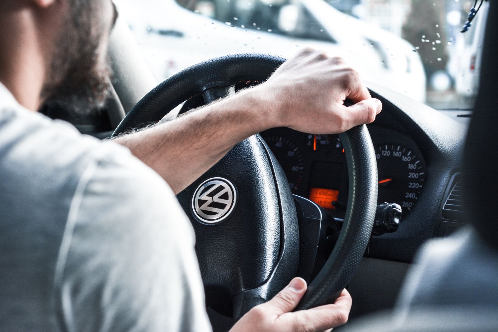 Man driving a car