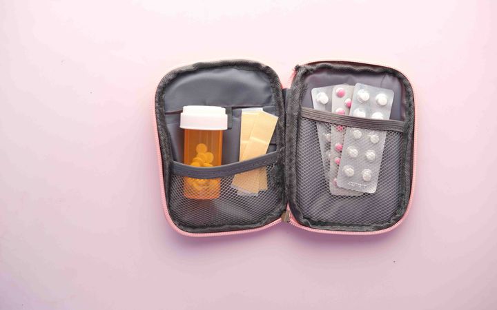 Travel pouch with prescription medication