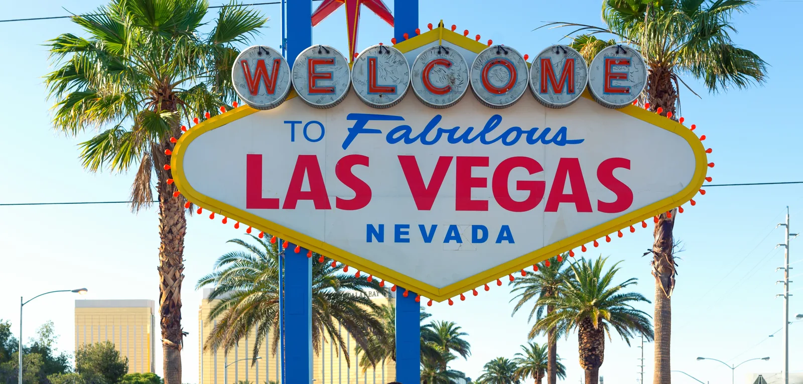 Welcome to Fabulous Las Vegas sign with palm trees, Nevada